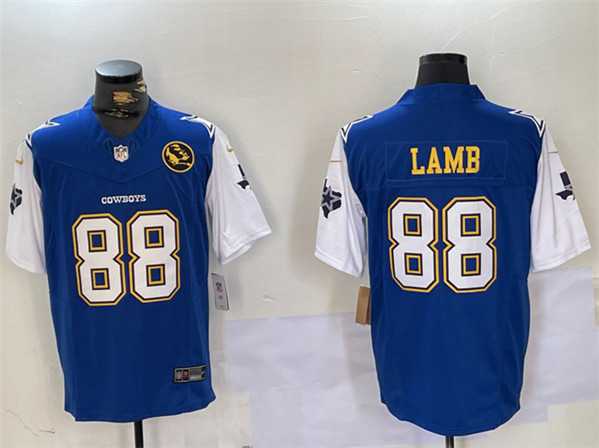 Men%27s Dallas Cowboys #88 CeeDee Lamb 2024 F.U.S.E. Navy Gold With Texas & John Madden Patch Football Stitched Jersey Dzhi